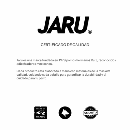 Certificado de calidad Jaru, marca mexicana de productos para perros desde 1979